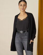 Shawl Collar Pocket Cardigan, Black (BLACK), large