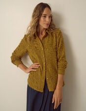 Chrissy Textured Fringe Shirt, Green (CHARTREUSE), large