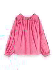 Scotch and Soda Button Neckline Easy Dobby Blouse, Pink (PINK), large
