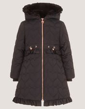 Harriett Heart Quilted Coat, Black (BLACK), large