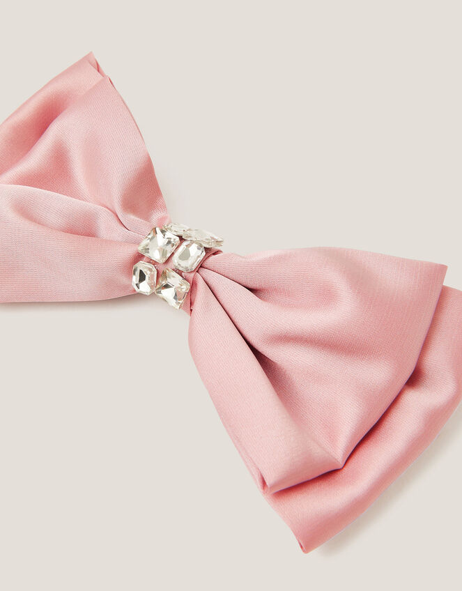 Gemstone Satin Bow Hair Clip, , large