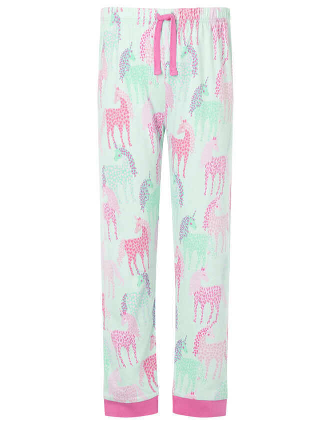 Unicorn Jersey PJ Set in Organic Cotton, Blue (AQUA), large