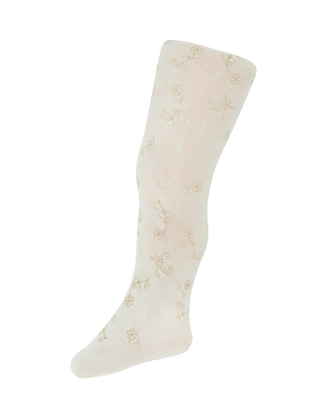 Butterfly Flower Perlato Tights, Ivory (IVORY), large