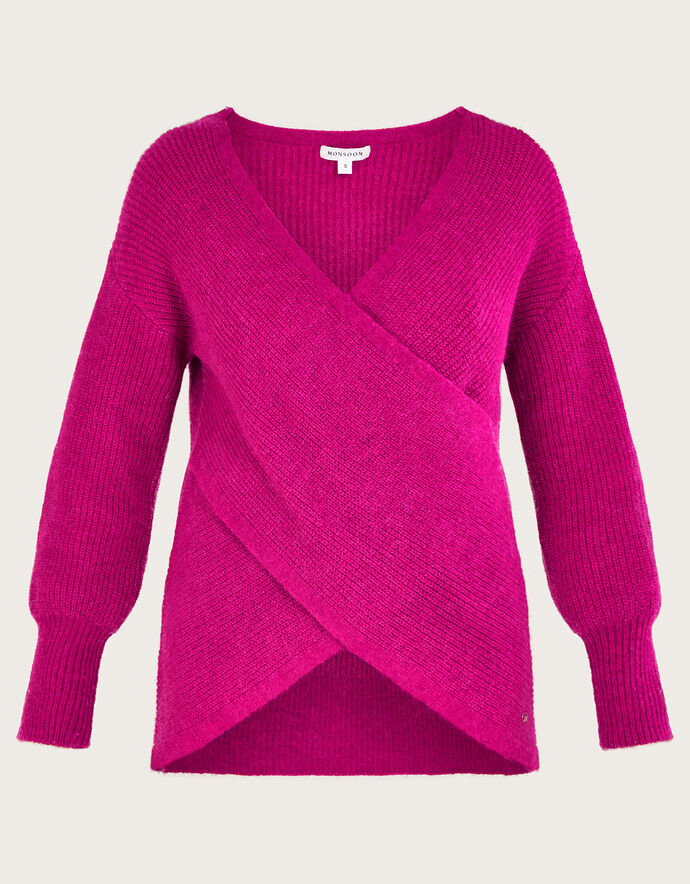 Pippa Wrap Jumper Pink Knitwear Monsoon UK.