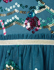 XMAS Sequin Tree Disco Dress, Teal (TEAL), large