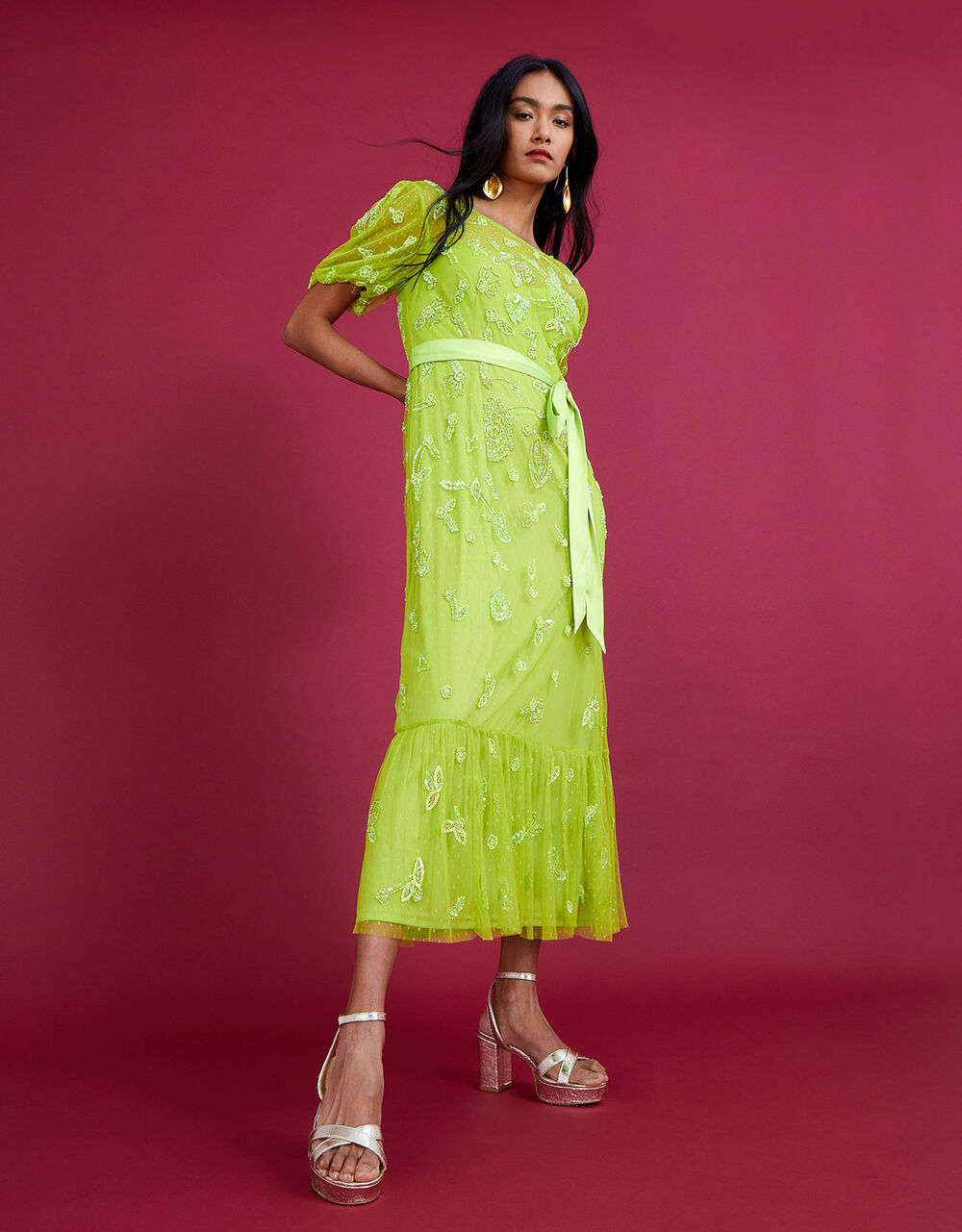Women Dresses | Sofia Embellished Midi Dress Green - AY31502