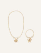 Flutter Butterfly Pearl Jewellery Set, , large