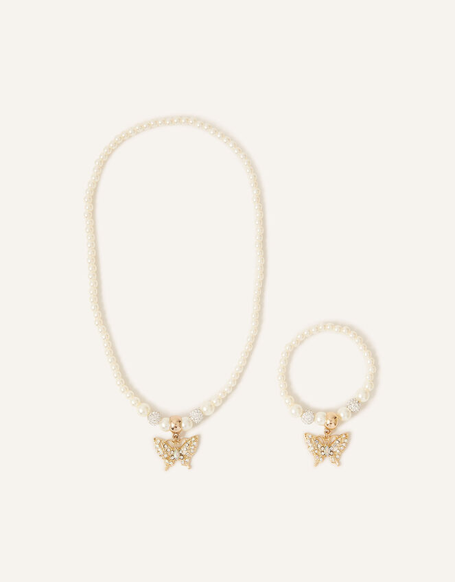 Flutter Butterfly Pearl Jewellery Set, , large