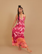 Bandhani Dye Print Maxi Dress in LENZING™ ECOVERO™, Pink (PINK), large