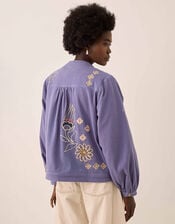 East Anyar Botanical Embroidered Cotton Twill Jacket, Blue (BLUE), large