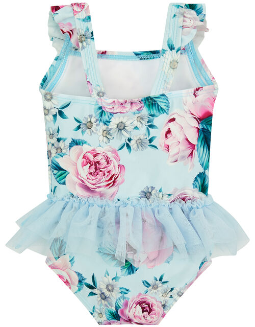 Baby Floral Skirted Swimsuit, Blue (BLUE), large