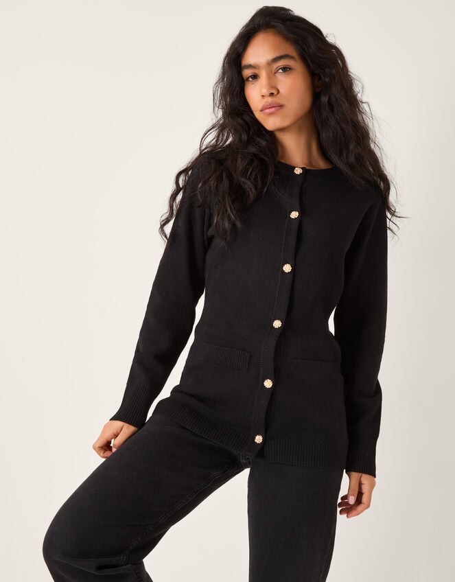 Coleen Plain Cardigan, Black (BLACK), large
