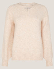 Ellen Diamanté Embellished Jumper, Ivory (IVORY), large