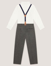 Arthur Herringbone 3-Piece Suit with Braces, Grey (GREY), large