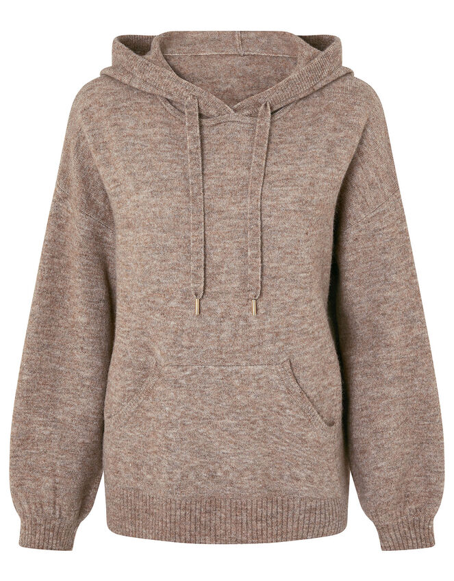 LOUNGE Knit Pocket Hoody, Camel (OATMEAL), large