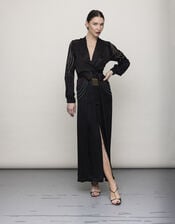 Tallulah and Hope Long Length Satin Maxi Dress, Black (BLACK), large