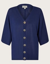 Bea Button Cardigan, Blue (NAVY), large