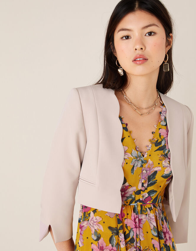 Samantha Scallop Trim Jacket, Nude (NUDE), large