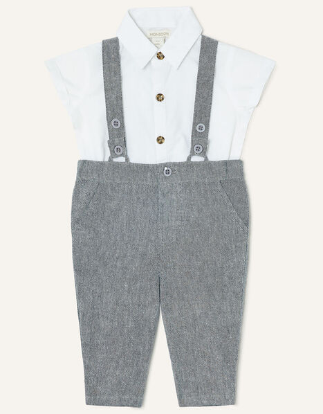 Newborn Billy Braces and Trousers Set Grey, Grey (GREY), large