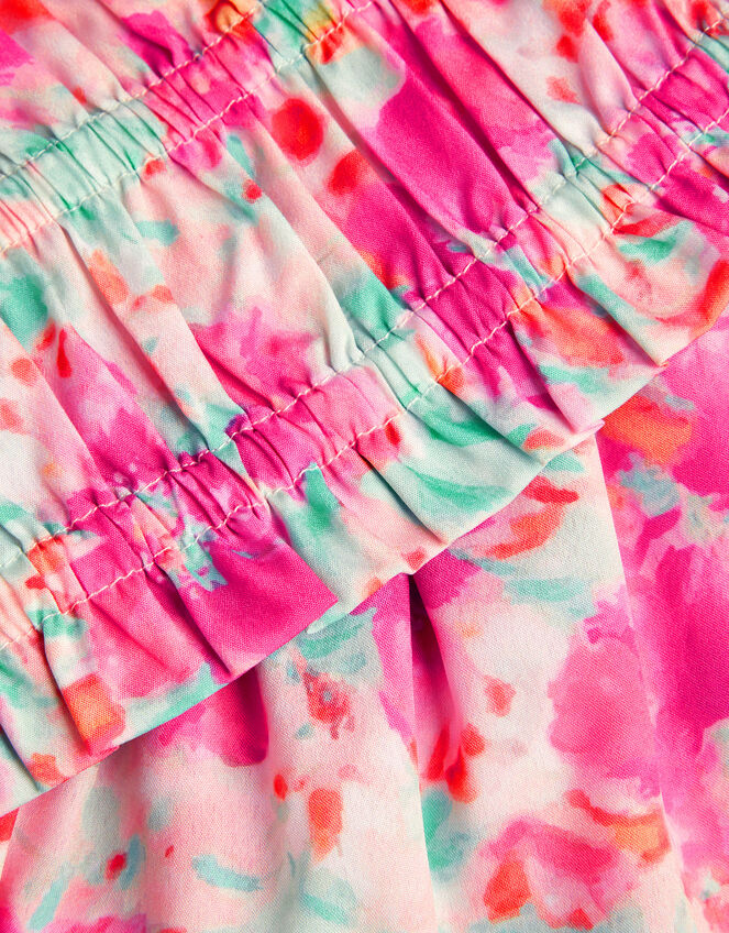 Tropical Floral Shirred Top and Skort Set, Pink (PINK), large