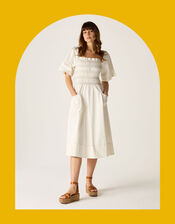 Mirla Beane Puff Sleeve Dress, Cream (CREAM), large