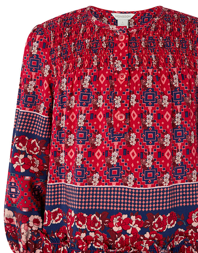 Deanna Mini Me Printed Dress in Sustainable Viscose, Red (RED), large
