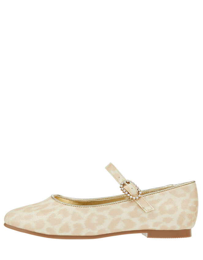 Eloise Leopard Shimmer Ballerina Shoes, Gold (GOLD), large