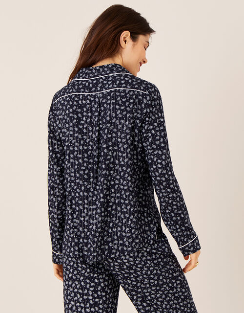Paisley and Pinstripe Pyjama Shirt, Blue (NAVY), large