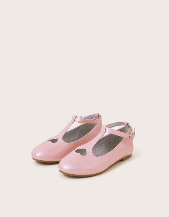 Heart Shimmer T-Strap Ballet Flats, Pink (PINK), large
