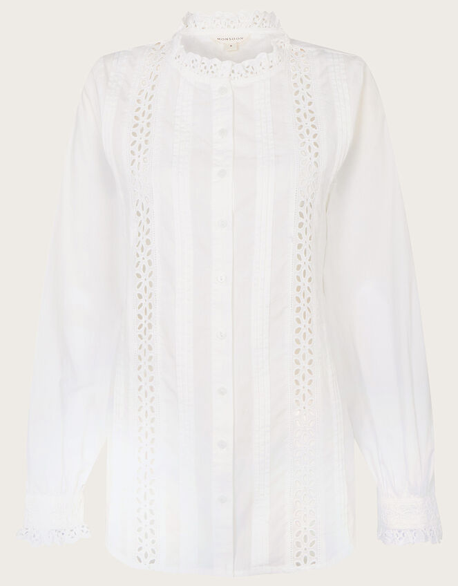 Broderie Shirt, White (WHITE), large