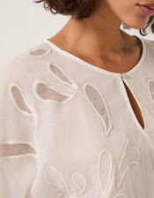 Aija Cutwork Boxy Blouse, White (WHITE), large