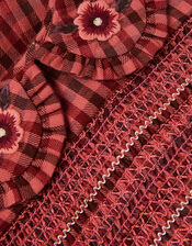 Baby Embroidered Check Dress, Brown (BROWN), large