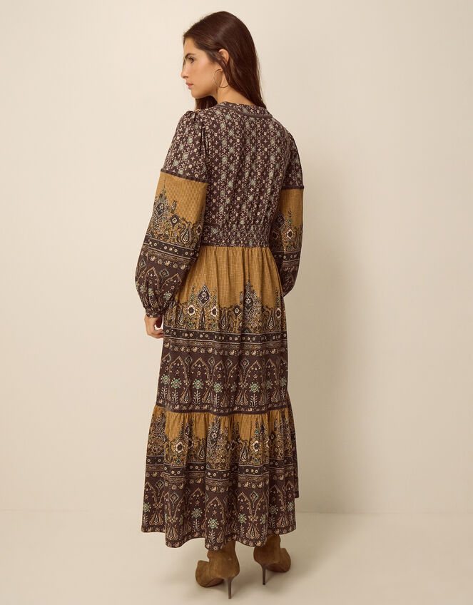 Branwen Floral Print Jersey Midi Dress, Yellow (OCHRE), large