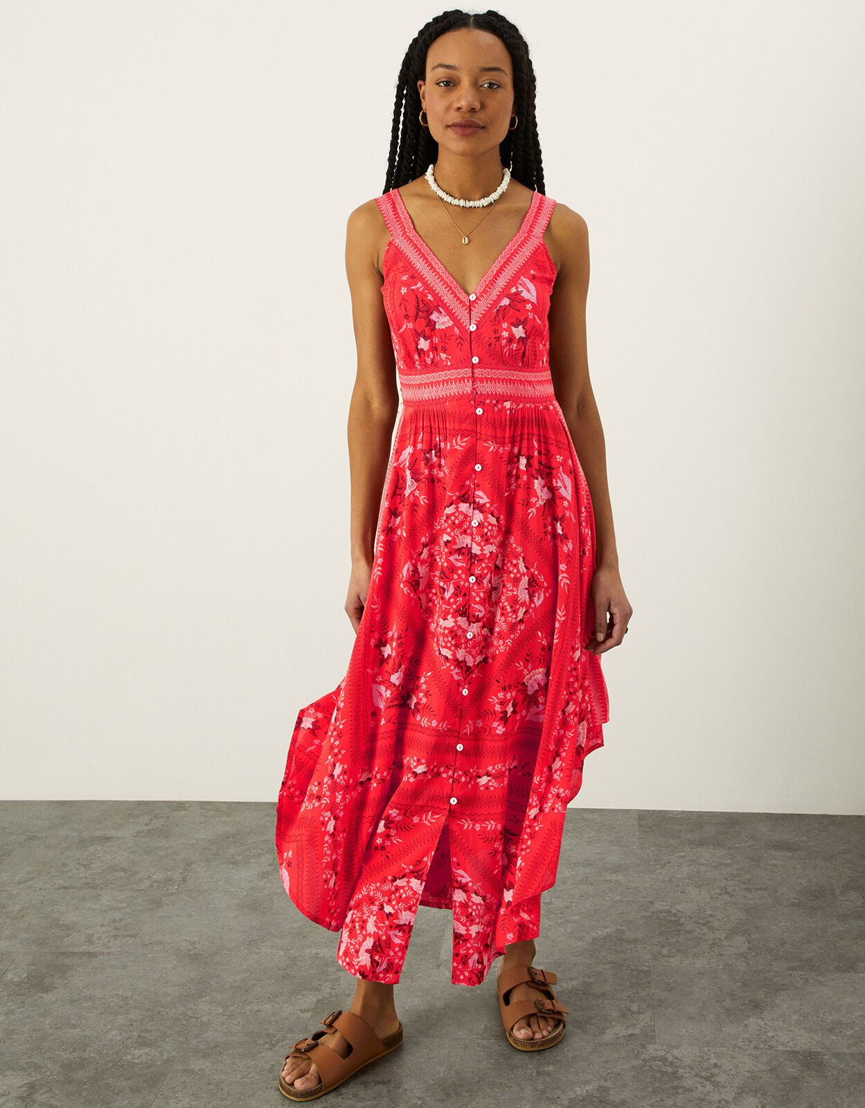 Red scarf print dress discount