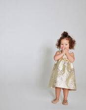 Amira Jacquard Dress, Gold (GOLD), large