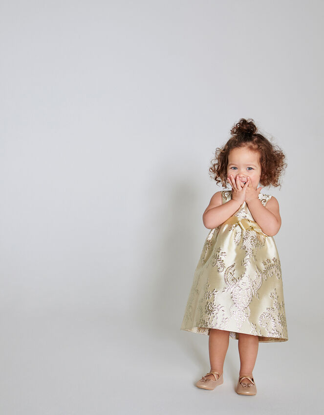 Amira Jacquard Dress, Gold (GOLD), large