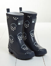 Grass and Air Junior Colour-Revealing Wellies, Blue (NAVY), large