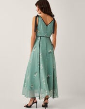 Giselle Floral Print Bow Midi Dress, Green (SAGE), large