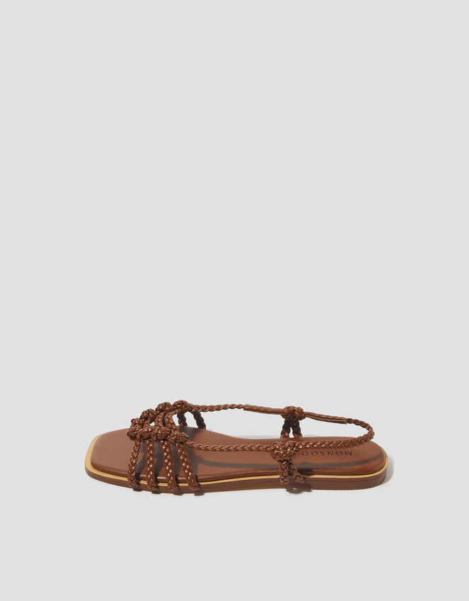 Haf Metallic Braided Sandals, Tan (TAN), large