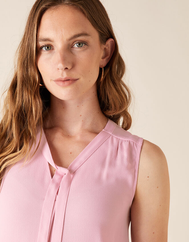 Tie Front Sleeveless Top with LENZING™ ECOVERO™, Pink (BLUSH), large