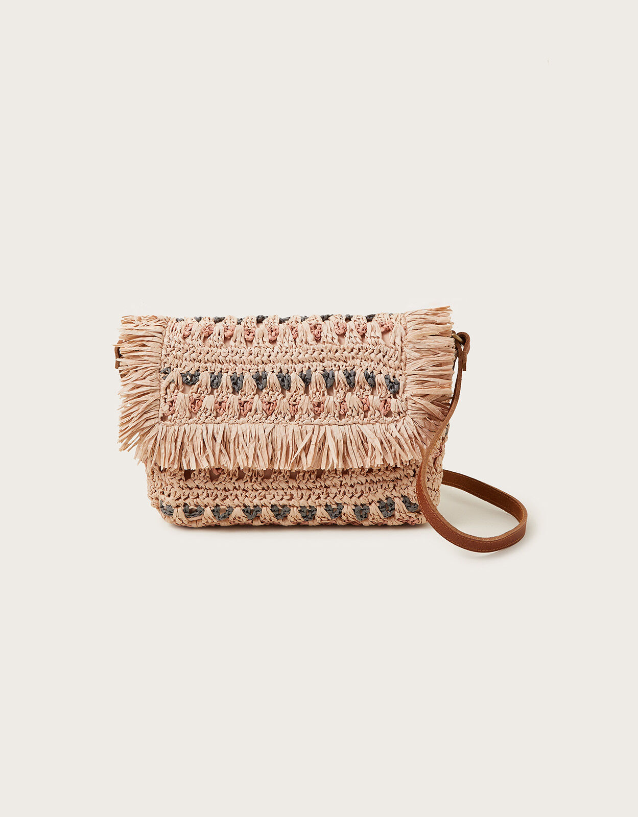 Tonal Raffia Cross Body Bag