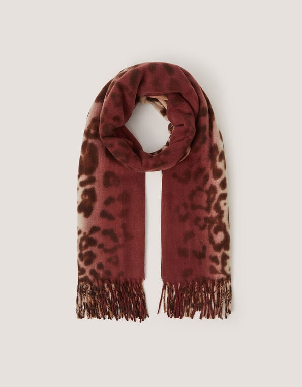 Archi Animal Print Tassel Scarf, Natural (NEUTRAL), large