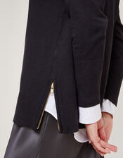 Slash Zip Detail Jumper, Black (BLACK), large