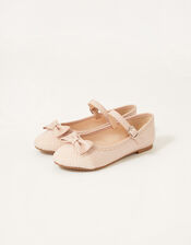 Shimmer Toe Bow Ballerina Flats, Pink (PINK), large