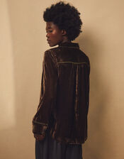 East Nyla Velvet Shirt, Green (OLIVE), large