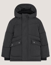 Water-Resistant Puffer Jacket, Black (BLACK), large