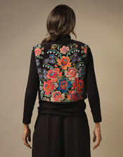 One Hundred Stars Flower Print Gilet, Black (BLACK), large