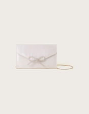 Bow Detail Satin Clutch, , large