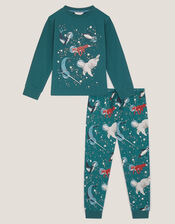 Glow In The Dark Space Pyjama Set, Green (GREEN), large