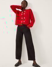 Fessa Jewel Brooch Cardigan, Red (RED), large